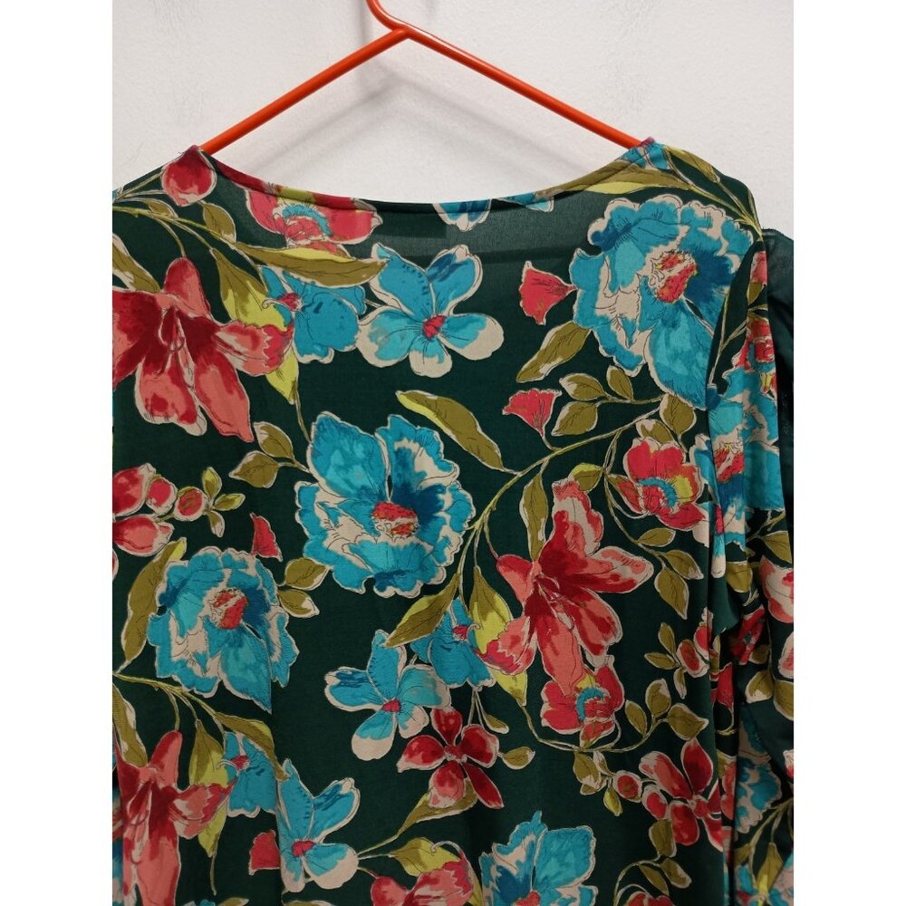 Susan‎ Graver Top Womens Size XL Floral Liquid Knit Ruffle BOHO Garden Fairy - Picture 9 of 11